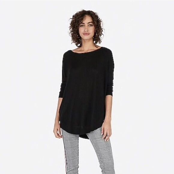 Express Women's Black Lattice Back Circular Hem Sweater Size XS (Oversized) - Picture 1 of 8